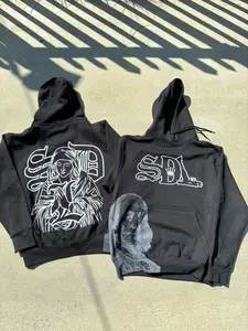 SDL Graphic Hoodie Streetwear Black Pullover Men Women Y2K Aesthetic Oversized Sweatshirt