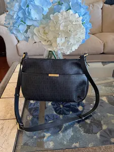 Pre-owned FENDI Coated Canvas Shoulder Bags Black Zucchino Shoulder Bag Gold Hardware