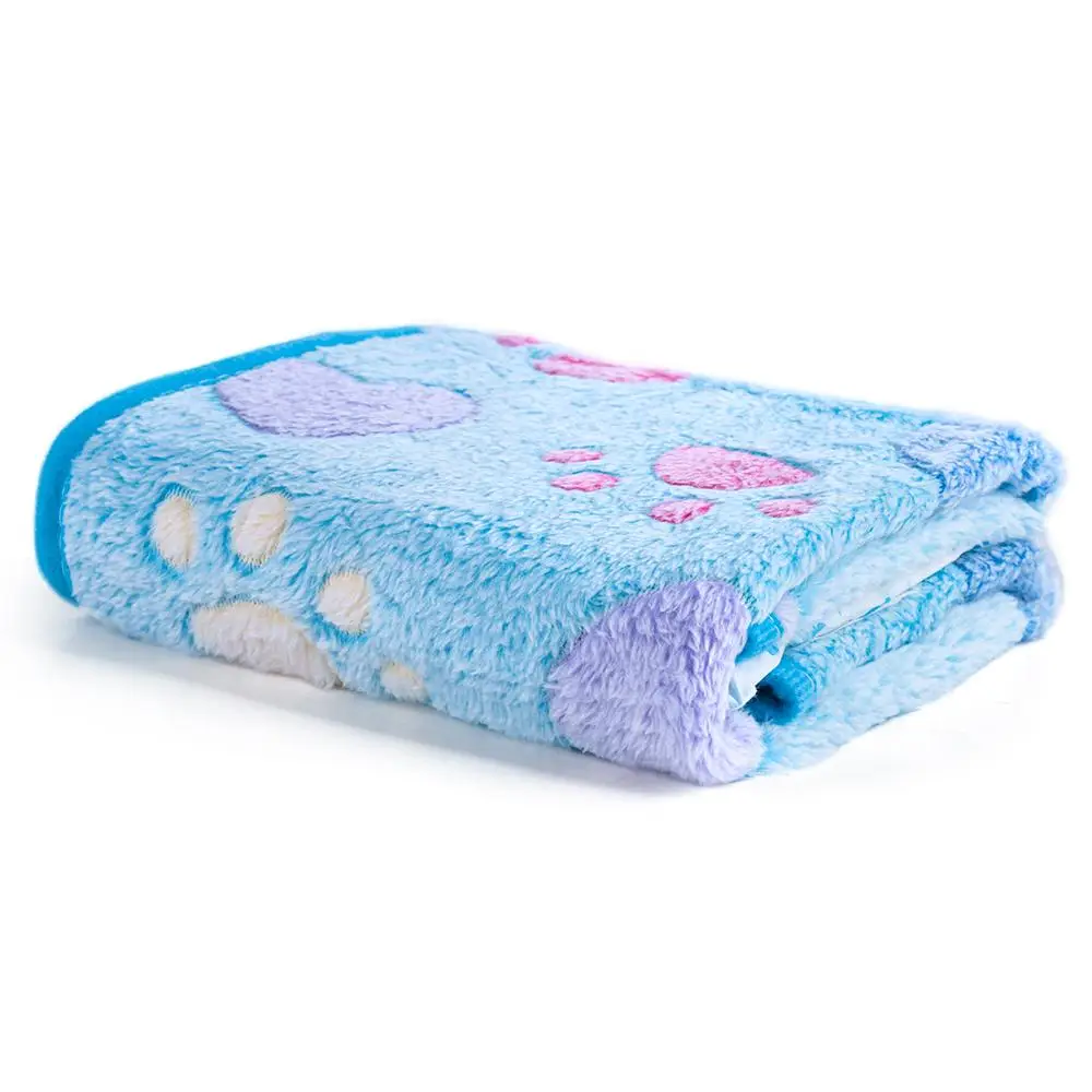 Cute Paw & Heart Pattern Pet Soft Blanket, Warm Pet Blanket For Dog & Cat