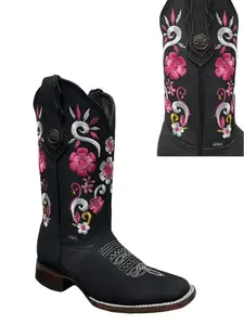 A&A WOMEN BOOTS, ESTILO KENIA, BOTA PARA DAMA, SUELA DE CUERO, COLOR NEGRO, PIEL NOBUCK