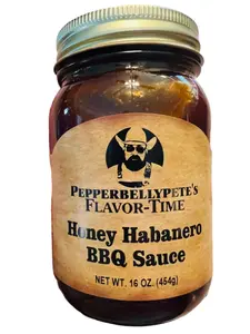 Pepper Belly Pete's Honey Habanero BBQ Sauce 16 oz Sweet & Spicy Flavor Dip for Grilling Marinades or Condiments Made in USA