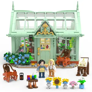 Botanical Garden Floral Cabin Building Blocks Set, Garden Scene Brick Playset, DIY Assembly Toy Holiday Gift For Girls Kids Adults