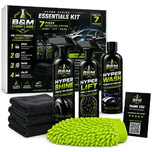 B&M Chem Labs Hyper Series Essentials Kit – 7 Piece Car Detailing System Perfect Gift for Father's Day Care Kit