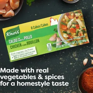 Knorr Chicken Bouillon Cubes 8 Pack 3.1 Oz Real Vegetables Spices Homestyle Flavor Made with Real Ingredients