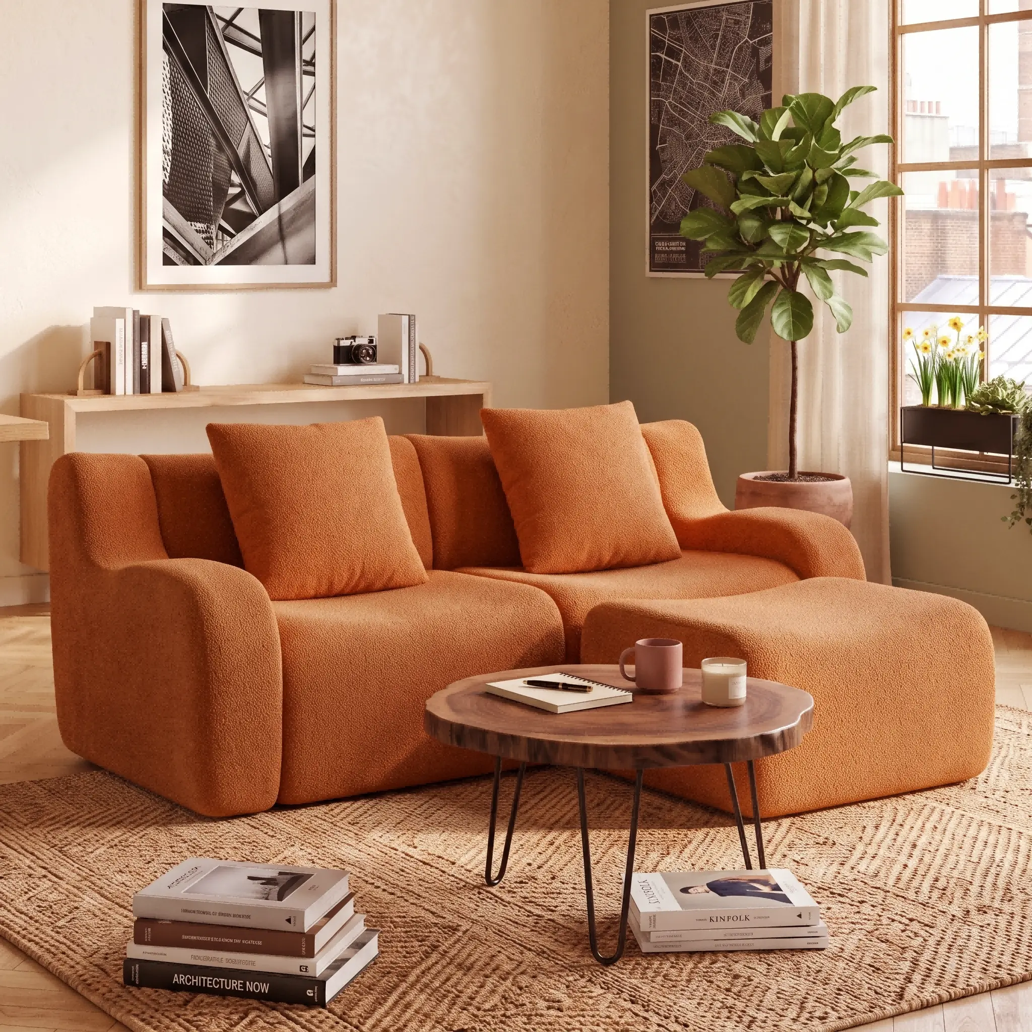 Eyisean 82.7" Modern Durable Cotton Oversized Modular Boneless Couch - Quick Rebound Deep Seat Foam, Fixed Wide Armrest with Pillow, Fully Assembled Indoor Furniture for Small Living Spaces