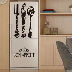 New Knife Fork English Refrigerator Magnets Wall Stickers, Restaurant Kitchen Simple Creative Wall Decals, Decorative Home Accessories, Diy Stickers