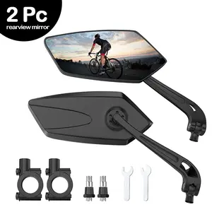 【 2-pack 】 Bicycle rearview mirror, rotatable and adjustable wide-angle safety glass flat mirror, high definition, electric bicycle side flat mirror suitable for handle diameter 22.2-25mm