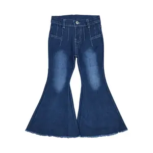 Girls' boutique fashion bleached denim bell-bottoms
