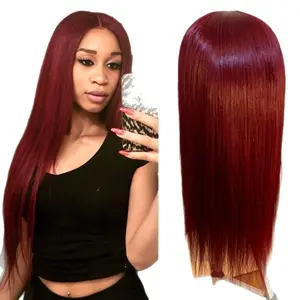 Middle Part Long Straight Wig for Women Heat Resistant Synthetic Natural Looking Glueless Daily Wear Black Straight Hair Wig