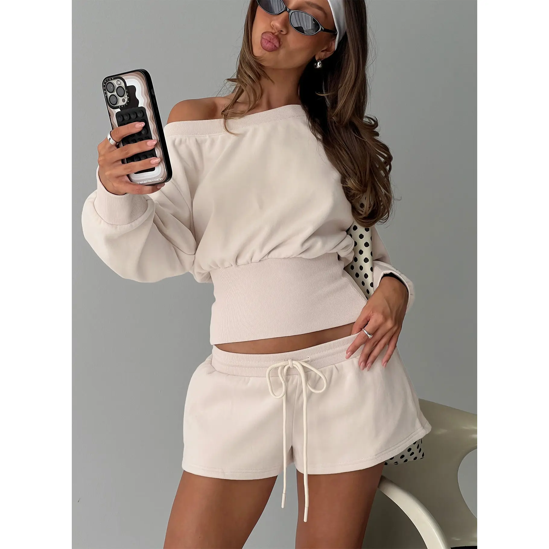 Aryn Track Shorts Cream