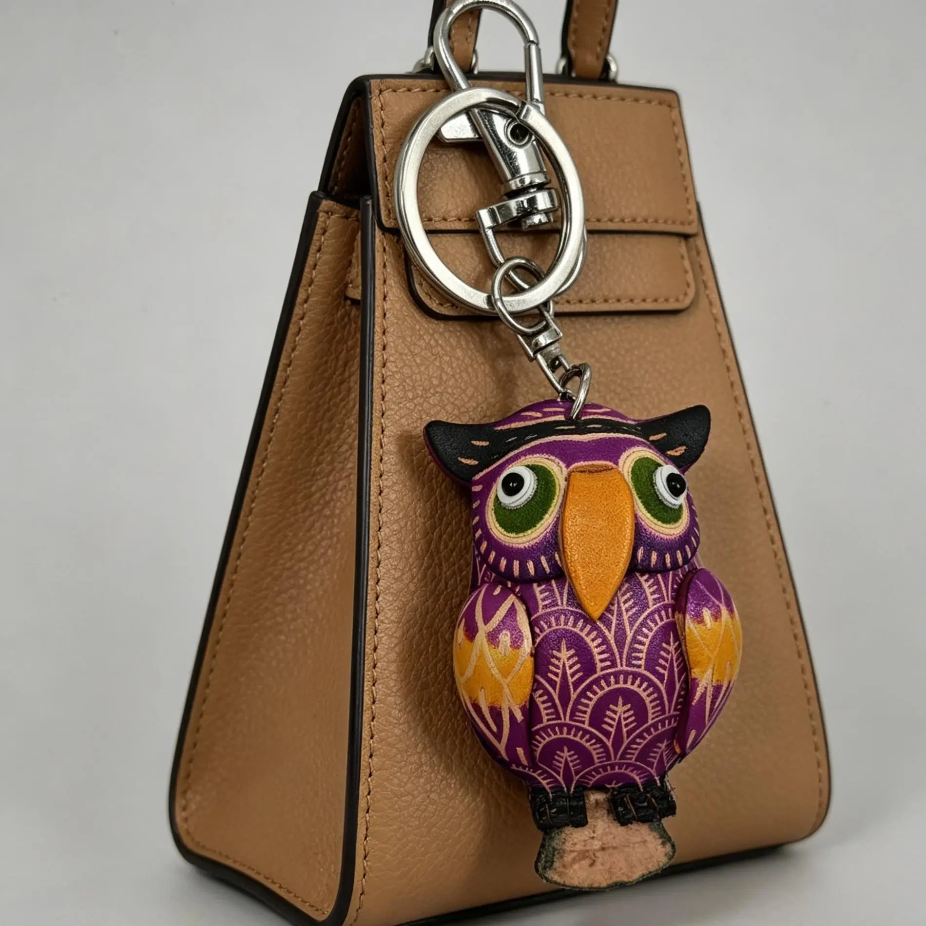Handmade Top Grain Leather Owl Charm, Wallet Charm, Bag Key Phone Pendant, Unique Gift For Pet Lovers, Mother's Day & Father's Day Present, Fashion Stylish Ornament, Halloween, Hogwarts, Hogwarts, Wizard, Witch