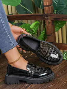 Women's Casual Slip-On Loafers, Round Toe Thick Sole Comfortable Shoes for Daily Wear & Office Use, Spring Fall Fashion Footwear