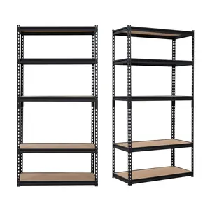 Heavy duty 5-layer metal storage rack - adjustable practical rack suitable for garages, warehouses, storage rooms, wardrobes, basements, kitchens - durable and easy to assemble tool and supplies storage rack