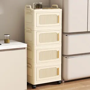 4-6 Tier Rolling Kitchen Island Cart - Foldable Portable Cabinet with Waterproof Storage, Slim Space-Saving  Storage Rack Organizer on Wheels, DIY Combo Storage System for Modern Kitchens