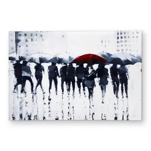 Begin Home Decor C1ROAR23OUPDXT 2 x 3 ft. Silhouettes Walking in the Rain - Blue Shapes Outdoor Rug - Rectangle