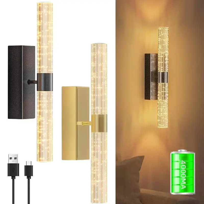 Crystal Wall Lights, Modern LED Rechargeable Decorative Wall Lamps, 4000mAh, remote/touch control, magnetic installation, suitable for dining rooms, bedrooms, hallways and indoor wall lighting, Home Lighting, Led Decoration Lamp