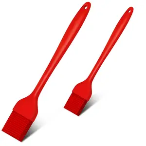 2pcs Silicone Basting Brush & Integrated Spatula, Heat Resistant Food Grade, BPA Free, Dishwasher Safe, Ideal for BBQ, Grill, Baking, Utensils, Baking Tools