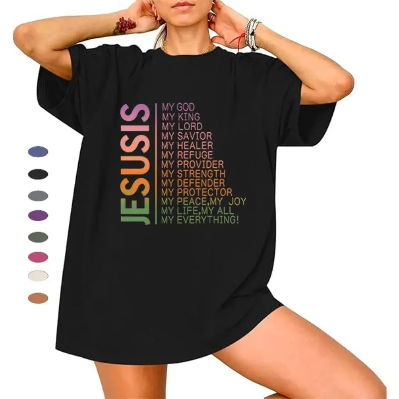Trust In The Lord Washed Christian T-Shirt for Women Vintage Graphic Tee Oversize Faith Casual Streetwear Shirts Women Summer Outfits Plus Size Inclusive Soft Breathable Cotton Relaxed Fit Long Sleeve t shirts women oversized tshirt women