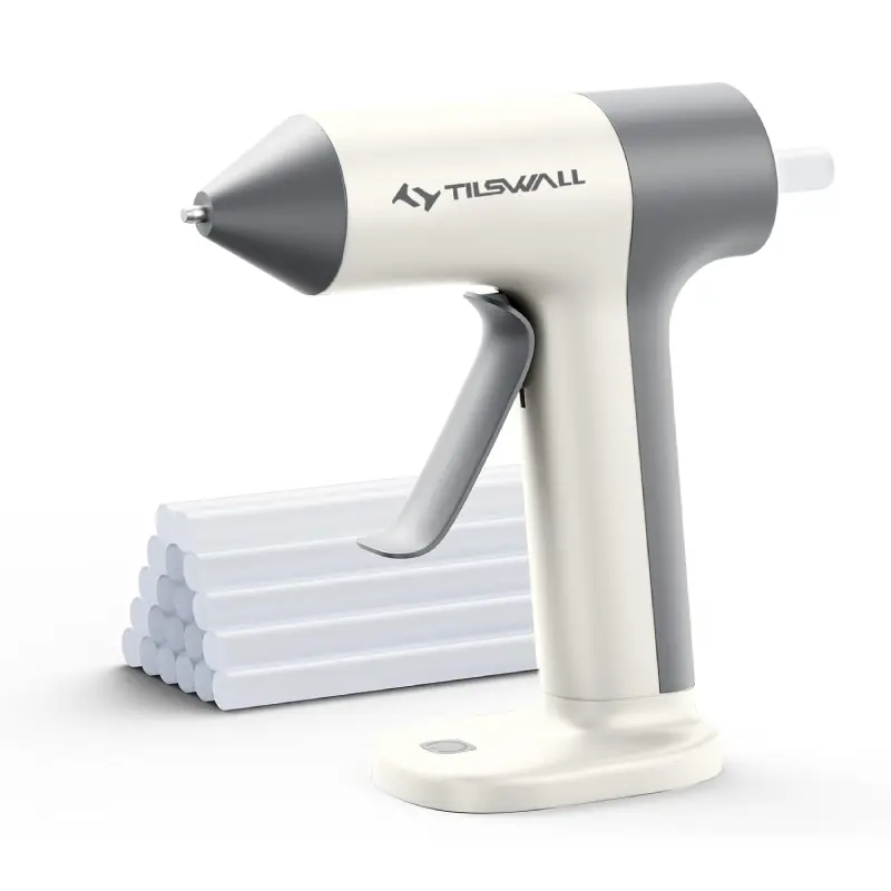 Tilswall Cordless Hot Melt Glue Gun, Rechargeable, Portable, For Home Repair, Kids Craft DIY, Quick Stick
