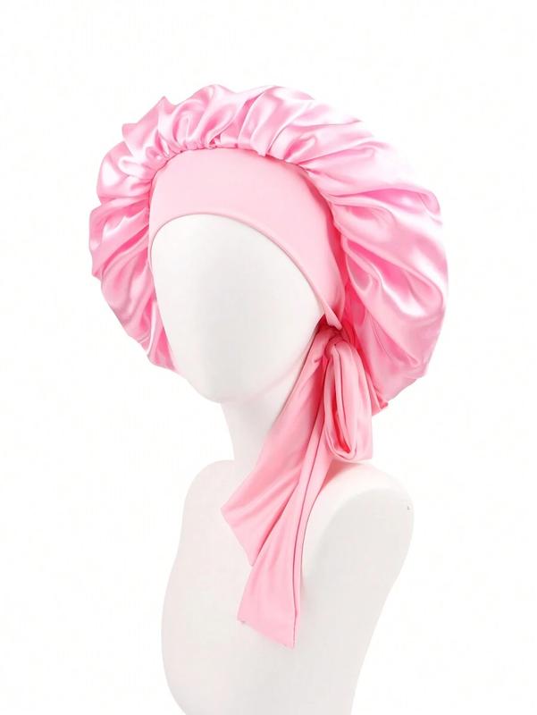 Stretch Satin Colored Bonnet Cap For Women's Long Hair, Suitable For Sleeping, Makeup, Beauty And Heat Styling
