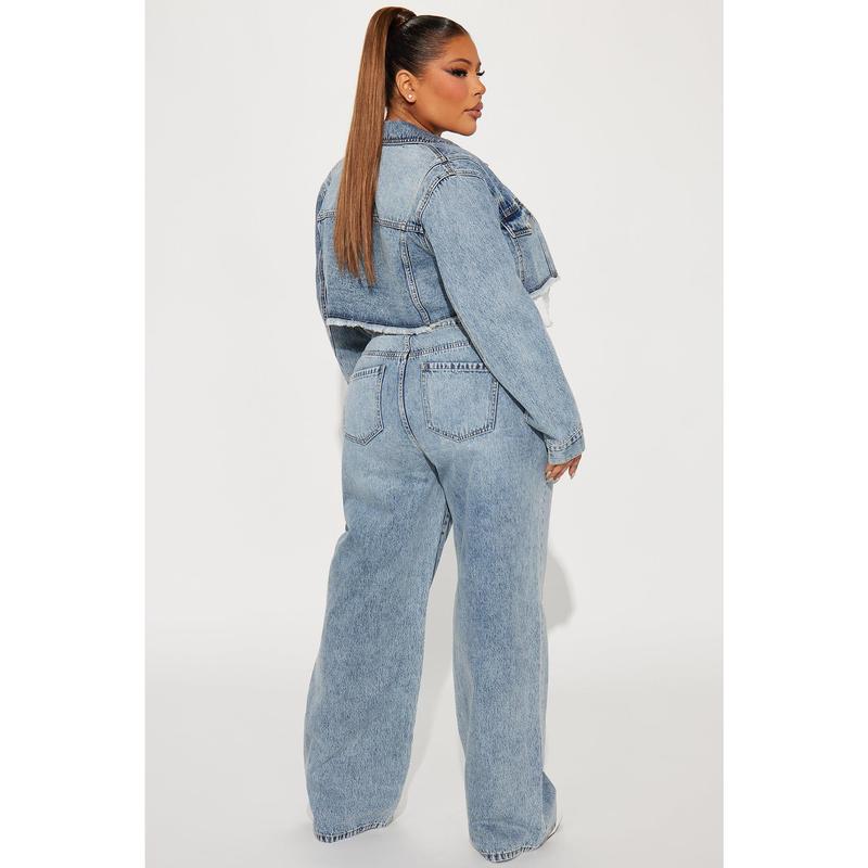 Nori Denim Washed Pant Set - Medium Wash