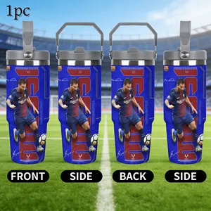 1pc Lionel Messi Fc Barcelona Themed Travel Cup, Stainless Steel Insulated Water Bottle, 30oz Portable Design, Ideal Gift for Fans