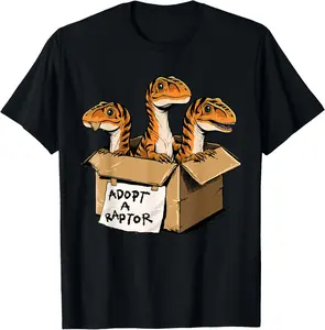 100%cotton Raptor Shirt Adopt A Raptor Box Funny Dinosaur Adoption T-Shirt