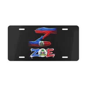 Haiti Flag Hands ZOE Vanity Plate | Decorative License Plate