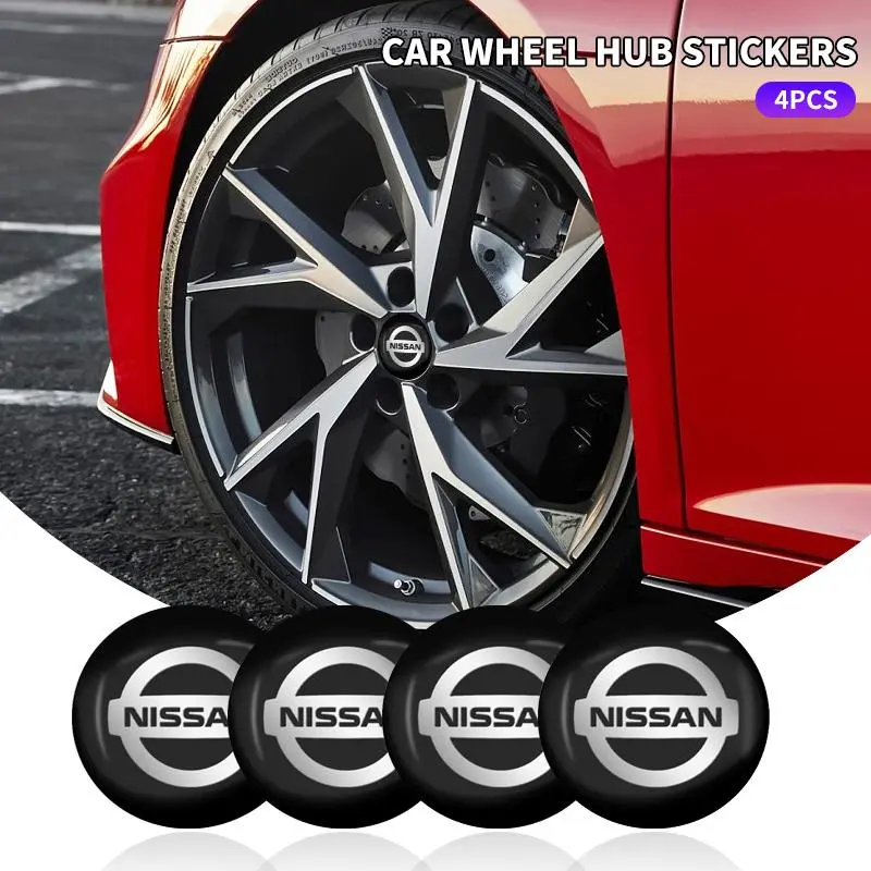 4Pcs 56mm Aluminum Emblem Car Wheel Center Hub Caps Sticker For Nissan X-trail Qashqai Note Juke Sentra Patrol Leaf Nismo GTR