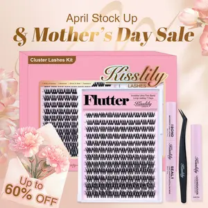 Flutter | Kisslily Volume Lashes DIY False Eyelashes for Bold Dramatic Look | Lyra style Lashes with Ultra-Dense,Invisible band,Waterproof，Long-Lasting for a Flawless,Volumious Look | Trendy&Must-Have Downy Lash Clusters mothersdaygift