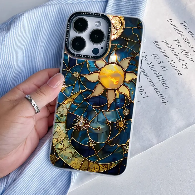Aesthetic Moon & Star Pattern iPhone Cover, Durable Shockproof Plastic Casing with Protection, Women’s Mobile Phone Accessories Compatible with iPhone 7, 8 Plus, X, Xs Max, 11, 12, 13, 14, 15, 16 Pro Max, Smartphone, Cellphone
