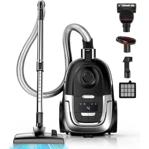 Max 1600W Multi-Surface Bagless Canister Vacuum Cleaner, 40kPa Suction, Lightweight Corded Canister Vacuum, HEPA Filter, Auto Cord Rewind, Floors, Carpets, ,  Apartment
