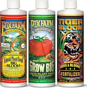 Soil Liquid Trio Pack - Big Bloom, Grow Big, Tiger Bloom Fertilizers Supports Vigorous Plant Growth, Bud Development & Abundant Fruit - Complete Liquid Plant Food Set - 3 Pint Bottles