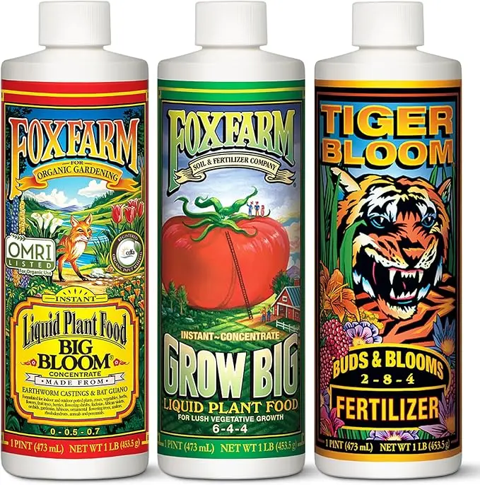 Soil Liquid Trio Pack - Big Bloom, Grow Big, Tiger Bloom Fertilizers Supports Vigorous Plant Growth, Bud Development & Abundant Fruit - Complete Liquid Plant Food Set - 3 Pint Bottles