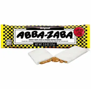 Abba Zaba Chewy Taffy Candy Bar 2oz – Creamy Peanut Butter Center, Snack Packs 1, 3, 6 & 24