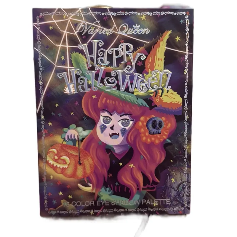 Happy Halloween 16 Color Makeup Pallet - Spooky Elegance Eye Shadow Palette with Halloween Themed Design for Costume Parties
