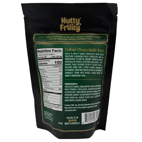 Nutty Fruity Dubai Chocolate - Individually Wrapped - 6.35oz