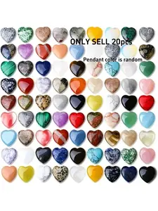 20 Pieces Mixed Natural & Synthetic Crystal Heart Charms for Jewelry Making Crafting Supplies 2cm Size Loose Beads DIY Accessories for Bracelet Necklace Earrings Decorations Heart Shaped Pendant