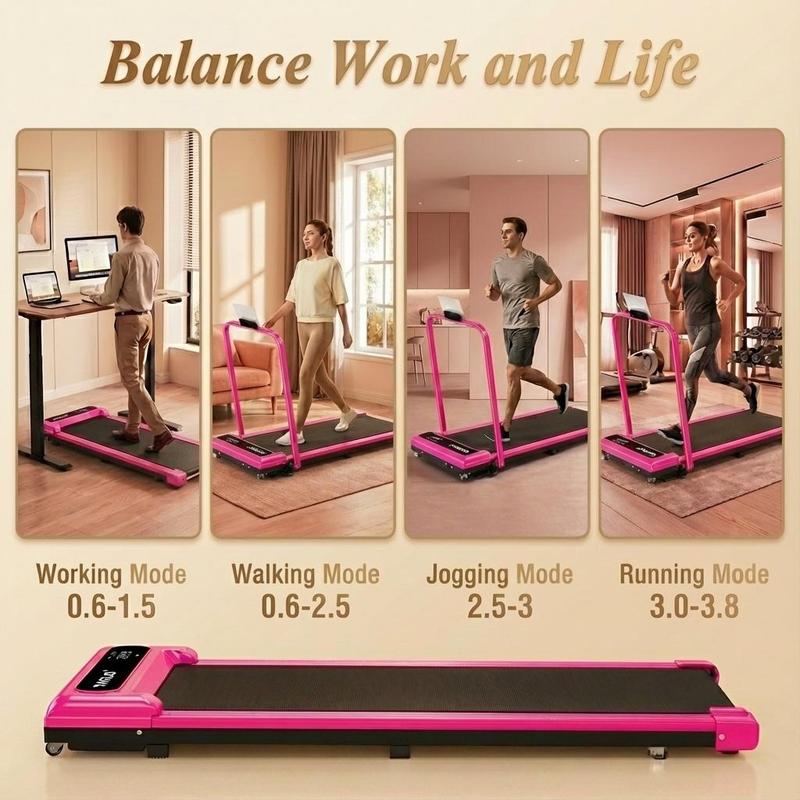 Walking Pad with Handle Bar, Duty Walking/Jogging Exercise Treadmill - Home Gym Workout Equipment - Foldable Under Desk Design