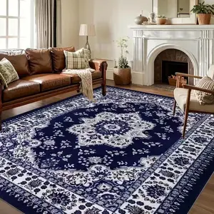 Velvet Carpet with Non-Slip Bottom, Geometric Pattern, Boho Style, Indoor Use, Multiple Sizes Available, Bohemian Area Rug