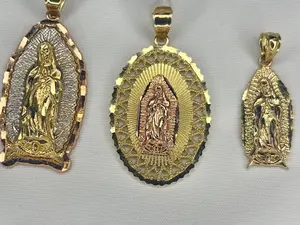 Elegante dije d la virgen de guadalupe  en oro real 10k