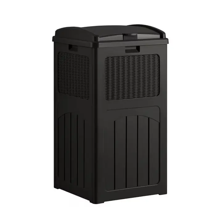 36 Gal Plastic Trash Can with Built-In Bag Holder, Indoor Home Waste & Recycling Bin