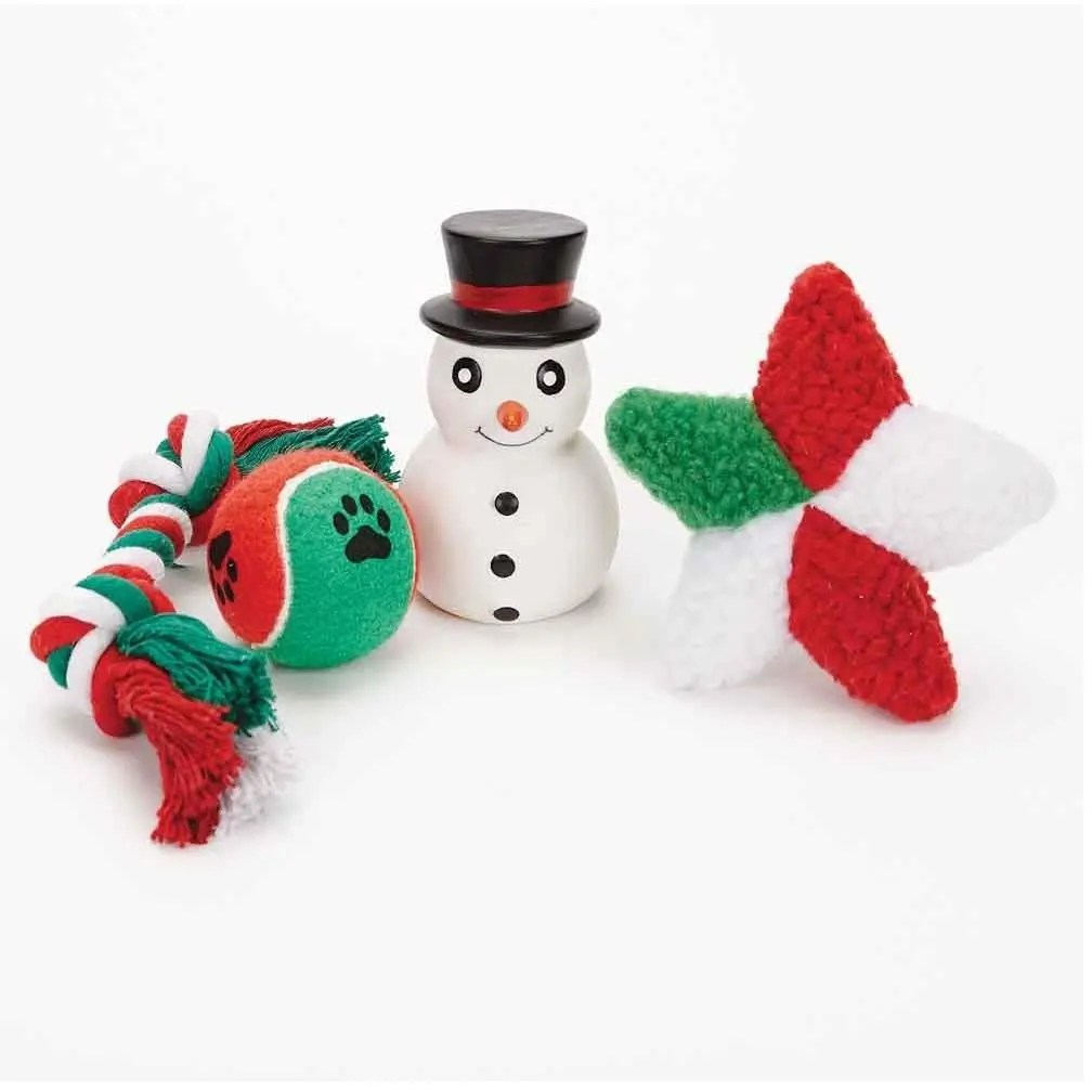 Dog Toy 14" Holiday Christmas Stockings 4 Red Green Play Gift Packs Choose Quantity - Great Gift Idea!