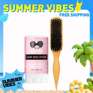 【SUMMER VIBES】Boar Bristle Hair Brush Slick Back Hair Brush for Smoothing Baby Hairs- Wooden Hair Brush for Men Women Combs Hairstyles Natural Care Health Grooming