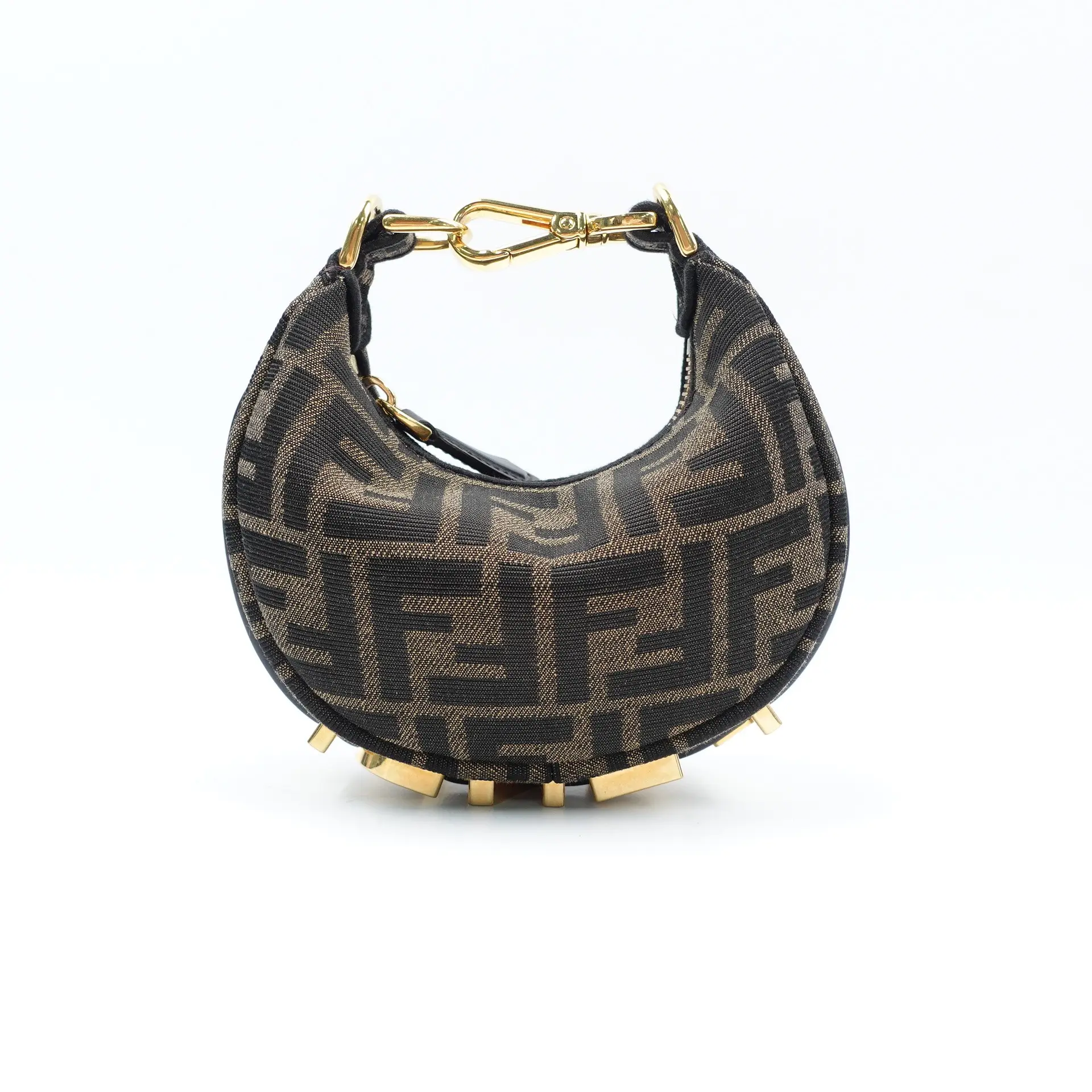Pre-owned FENDI Canvas Clutches & Wristlets Graphy Nano Zucca Brown Wristlet T10377340