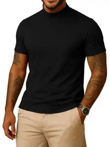 Men Mock Turtle Neck Shirt Slim Fit Short Sleeve Casual Ribbed Turtleneck Mens Undershirt - Casual Ribbed Turtlenecks Sweater Murphy Men T Shirt