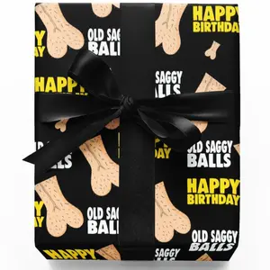 Old saggy balls, Rude Wrapping Paper, Joke Wrapping Paper, Naughty Adult Humor Gift Wrap, Cheeky Holiday Wrap for Friends Women Girls Boys Men