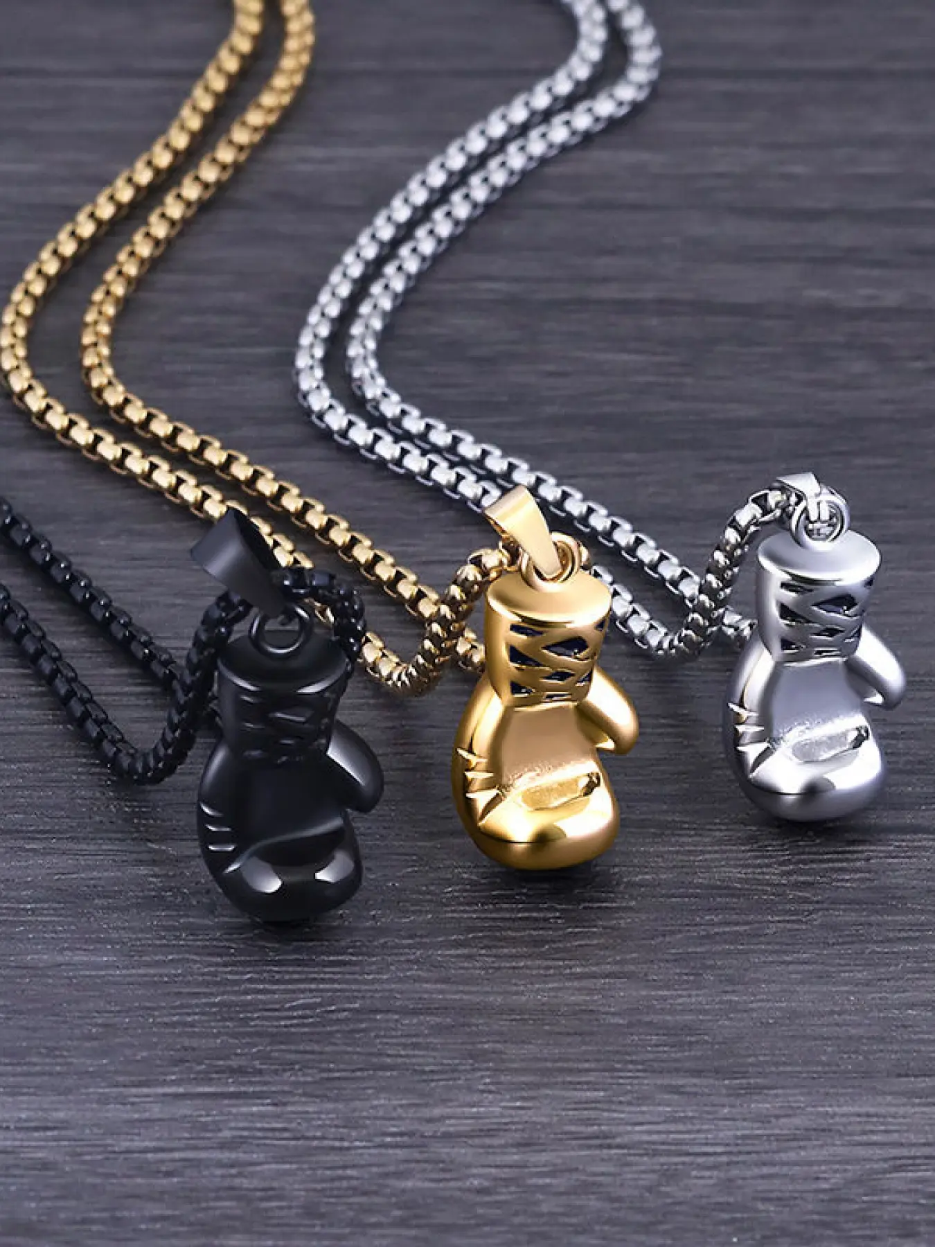 Boxing Glove Pendant Necklace, Stainless Steel Necklaces, Silver/Glod/ Black Plated Hip Hop Style Unisex Jewelry, Fitness Enthusiast Gift