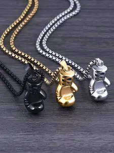 Boxing Glove Pendant Necklace, Stainless Steel Necklaces, Silver/Glod/ Black Plated Hip Hop Style Unisex Jewelry, Fitness Enthusiast Gift