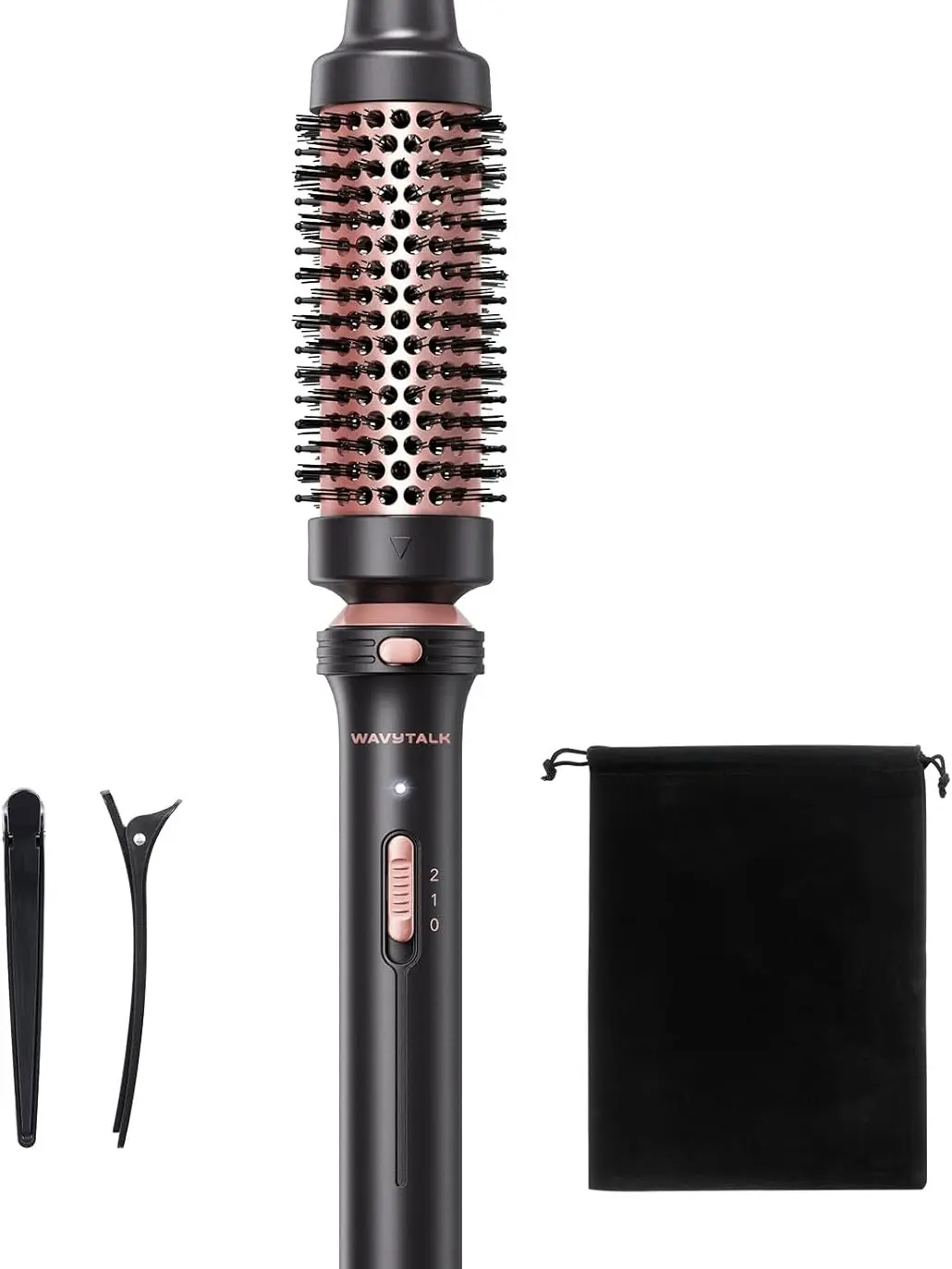 Wavytalk Thermal Brush 1.5" Detachable Heated Round Brush for Blowout Look | Detachable Brush Head Includes Travel Pouch, Create Voluminous Blowout Look, Tourmaline Ceramic, 2 Temp Settings Dual Voltage